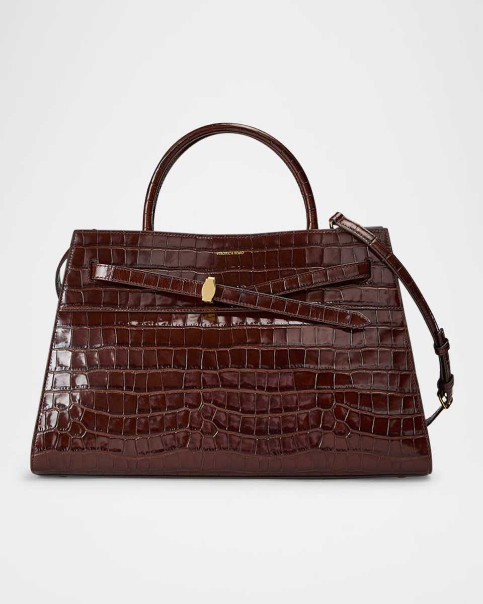 Dash Large Croc-Embossed Satchel Bag